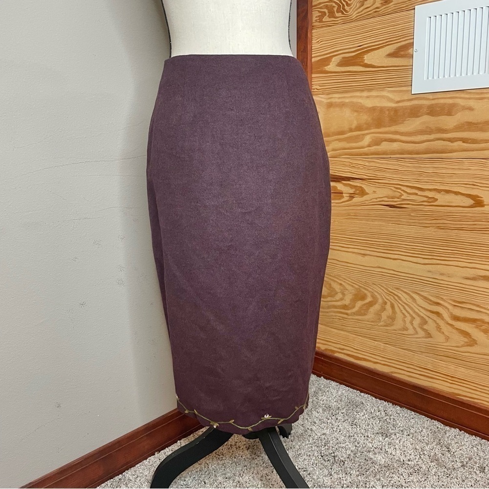 Rebecca Taylor Purple Floral Vine Embroidered Midi Skirt 8 Workwear Office